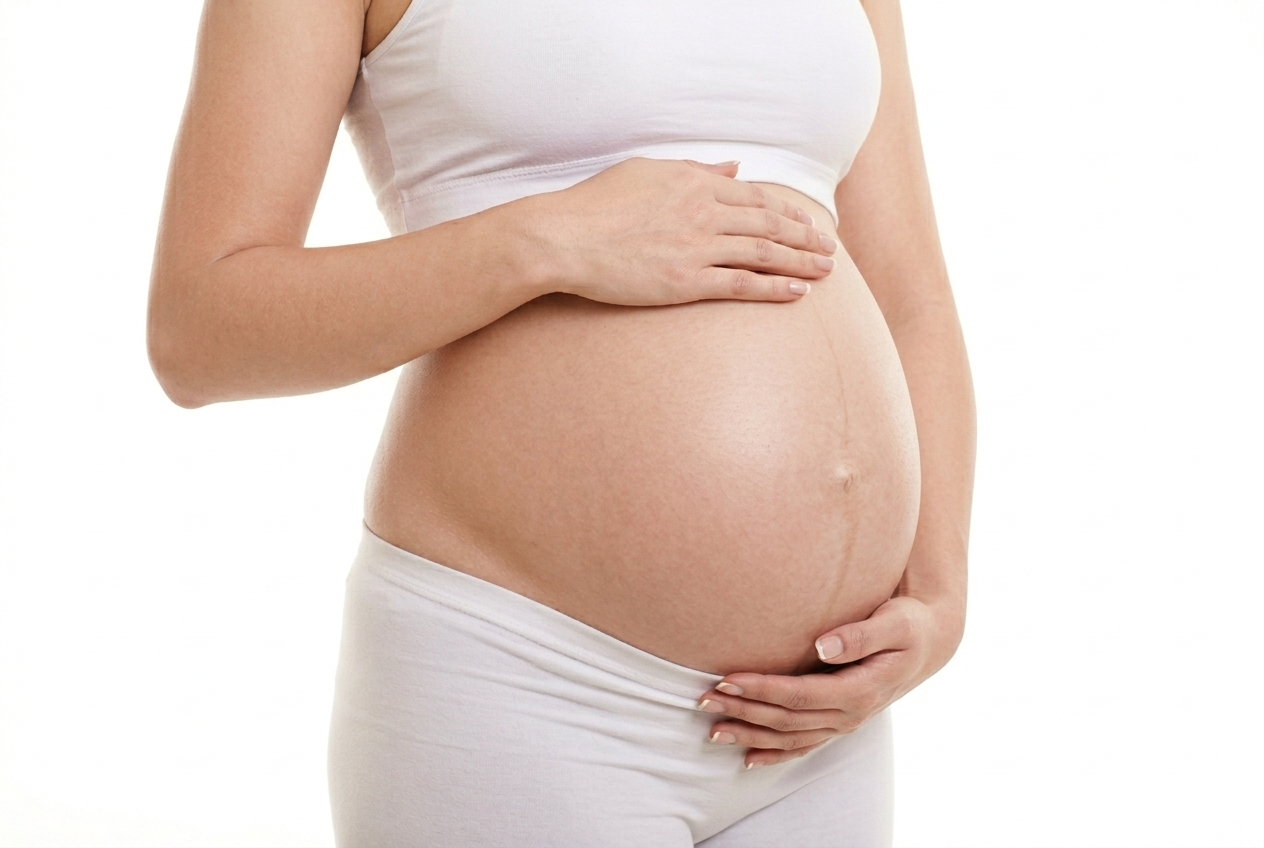 ภาพแสดงเลเบียยื่นในผู้หญิงตั้งครรภ์จากการเปลี่ยนแปลงของฮอร์โมน